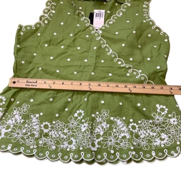 Grace Elements Size 14 Green Linen Grassy Field  Embroidered Spring NWT New Cute - Picture 5 of 11